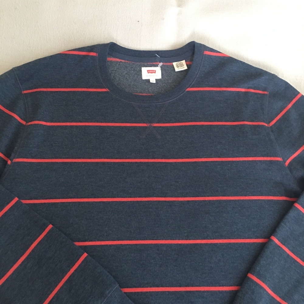 Levi's Sweater Mens 2XL Pullover Knit Striped Casual Nautical Preppy Levi's Logo
